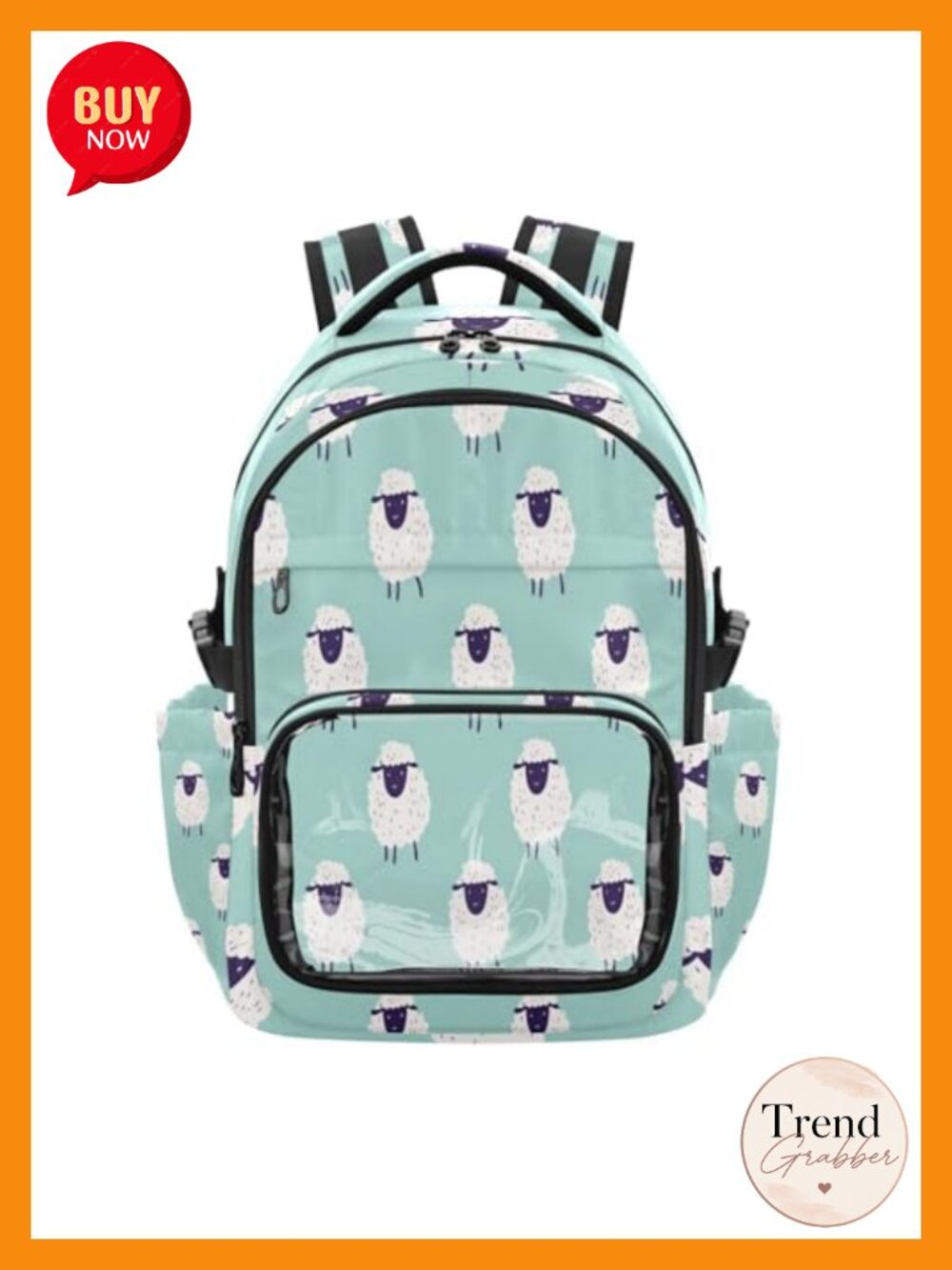 Lightweight Polyester Daypack Backpack with PVC Front Window Laptop Compartment